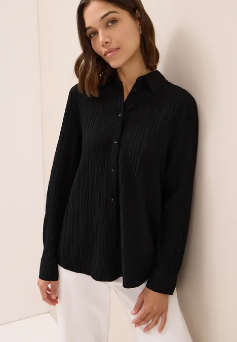 Hemdbluse mit Struktur Black