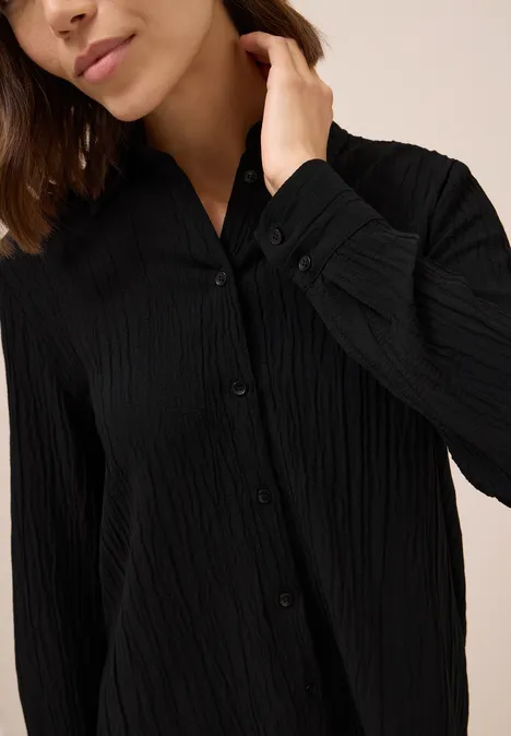 Hemdbluse mit Struktur Black