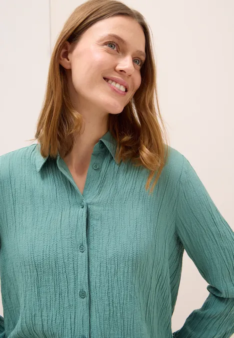 Overhemdblouse met structuur jewel green