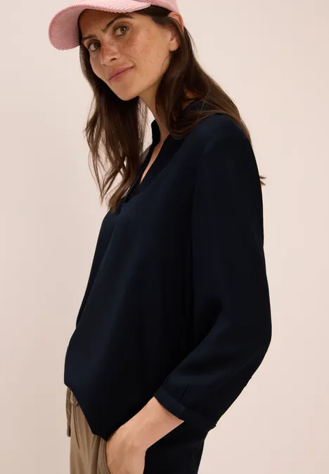 Bluse in Unifarbe urban dark blue