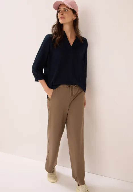 Bluse in Unifarbe urban dark blue