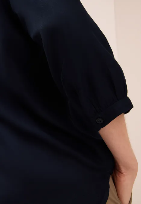 Bluse in Unifarbe urban dark blue