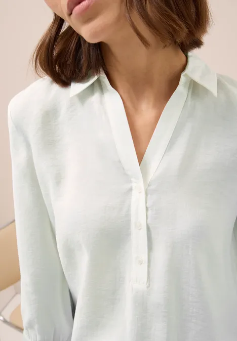 Lange Bluse in Unifarbe vanilla white
