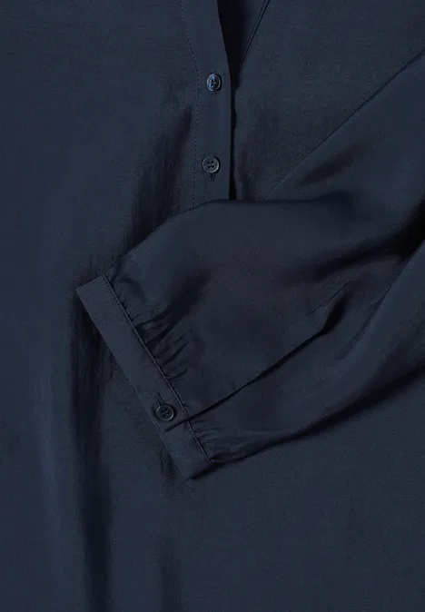 Lange Bluse in Unifarbe urban dark blue