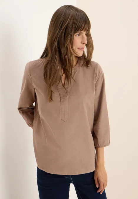 Split Neck Cordbluse natural taupe
