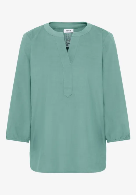 Split Neck Cordbluse jewel green