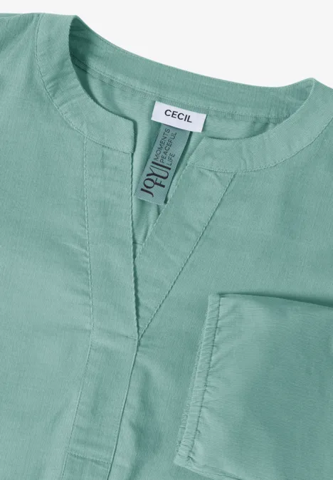 Split Neck Cordbluse jewel green