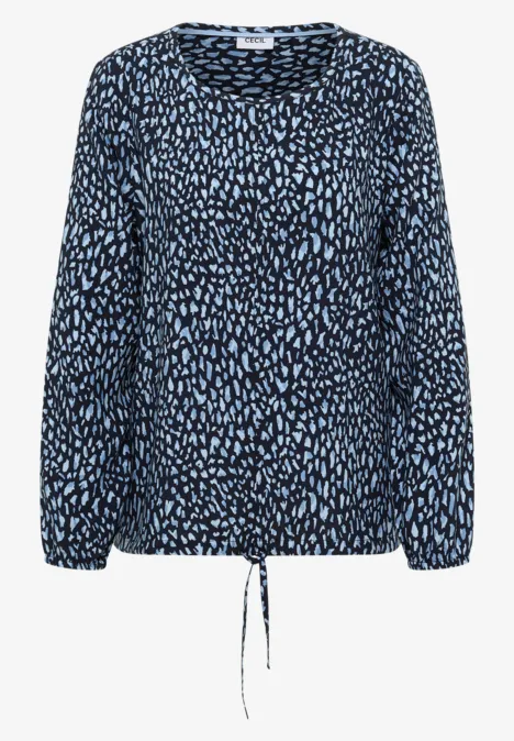 Print-Bluse mit Tunnelzug urban dark blue
