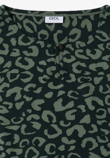 Gemusterte Bluse ink green