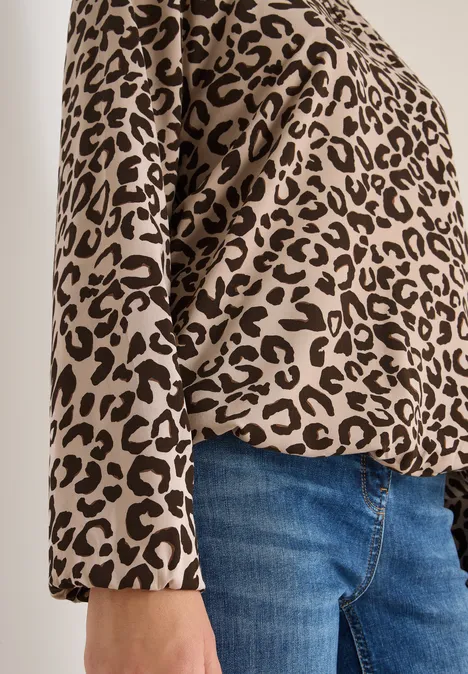 Gemusterte Bluse sandalwood beige