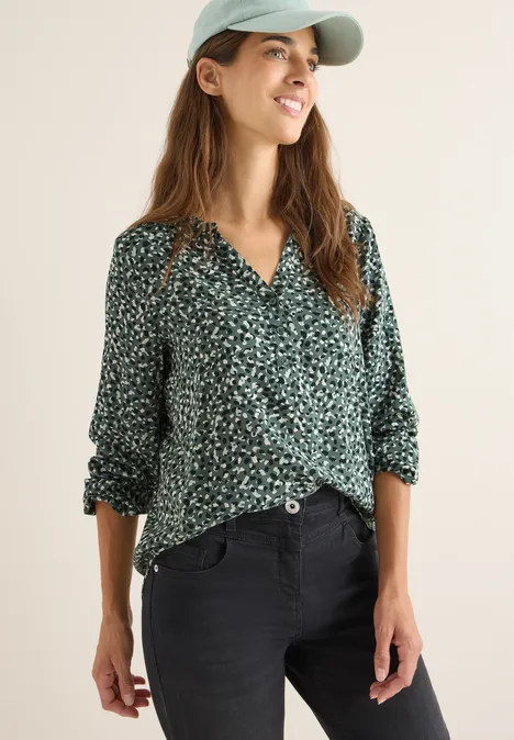 Gemusterte Bluse dark balmy khaki