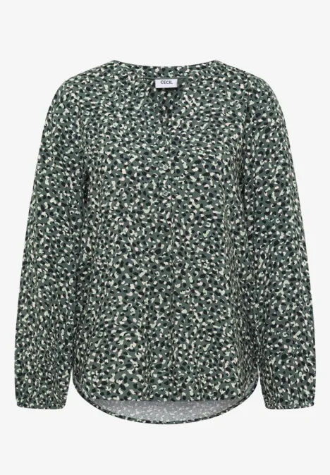 Gemusterte Bluse dark balmy khaki
