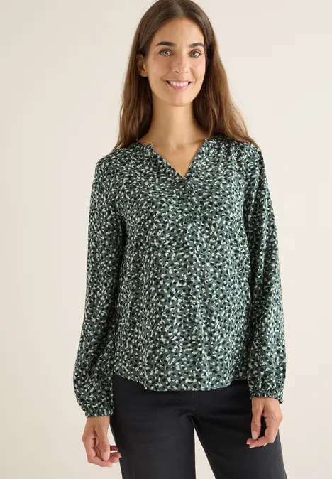 Gemusterte Bluse dark balmy khaki