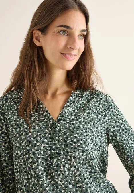 Gemusterte Bluse dark balmy khaki