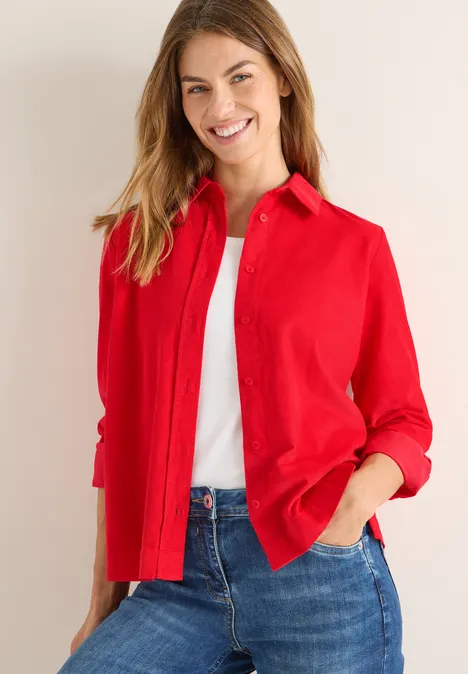 Cord Hemdbluse fiery red