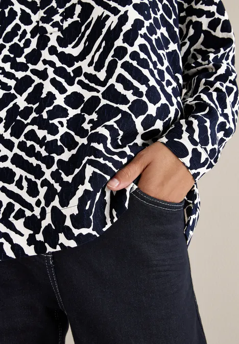 Gemusterte Bluse urban dark blue
