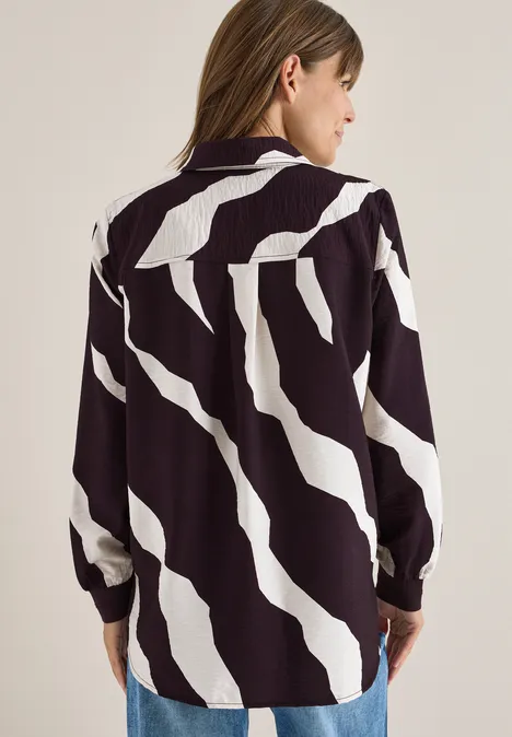 Blouse imprimée avec bordures en ruban eggplant red