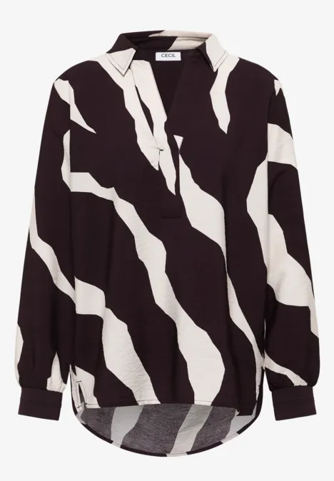 Blouse imprimée avec bordures en ruban eggplant red