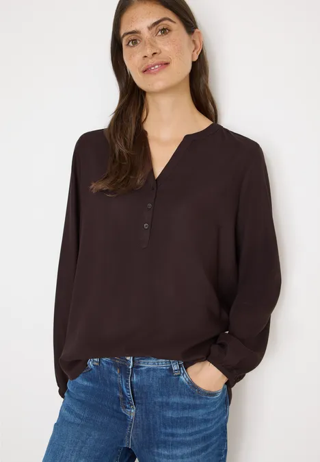 Bluse in Unifarbe tartufo brown