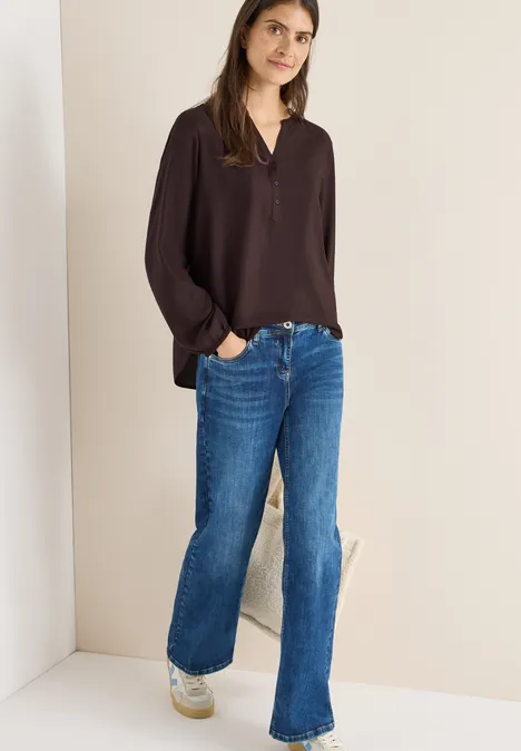 Bluse in Unifarbe tartufo brown