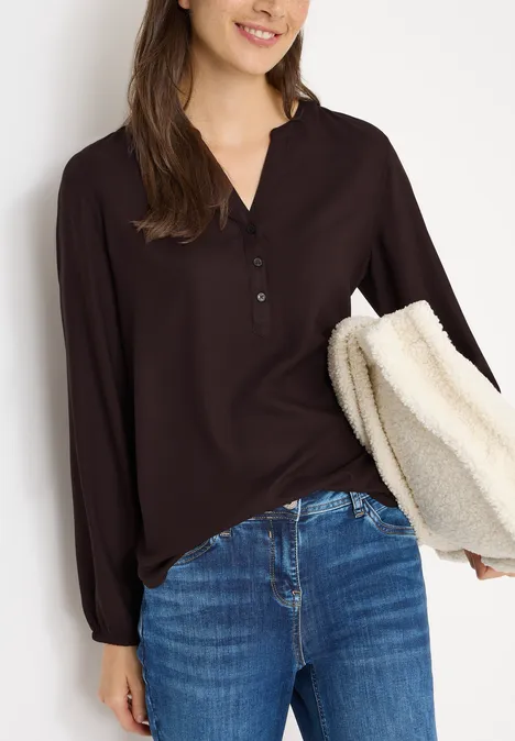 Bluse in Unifarbe tartufo brown
