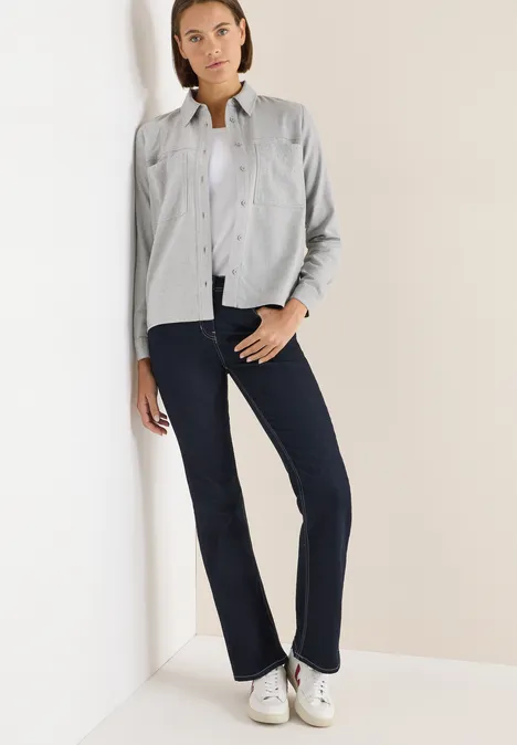 Flanellbluse mit Nieten luna grey melange