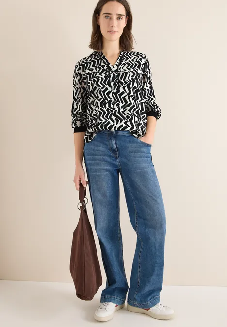 Bedrukte blouse met tape null Bedrukte blouse met tape null