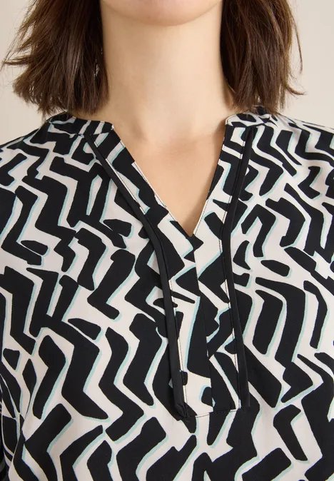 Bedrukte blouse met tape null Bedrukte blouse met tape null