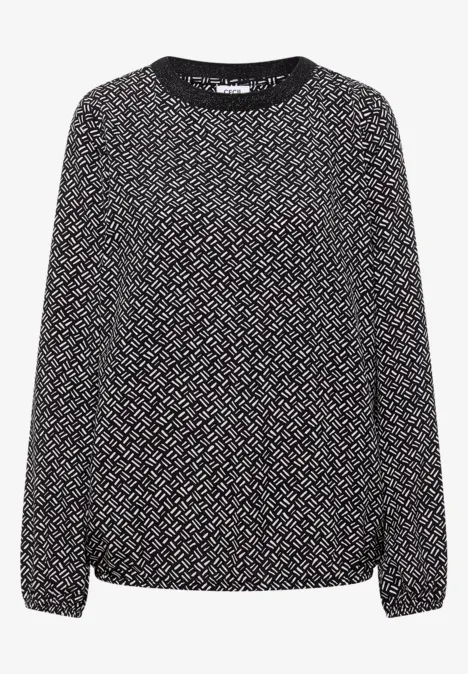 Print-Bluse mit Glitzer light greige