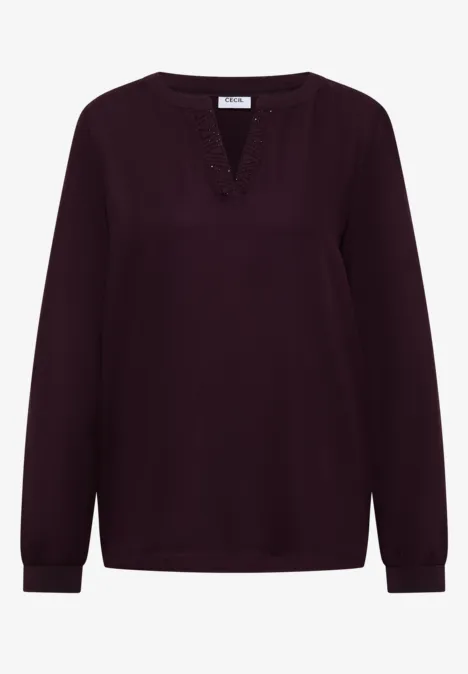 Bluse mit Glitzerdetails eggplant red