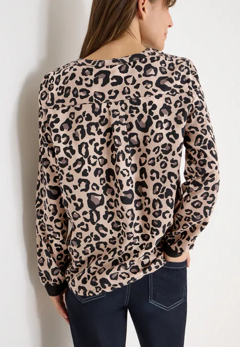 Blouse Leo Split Neck urban taupe