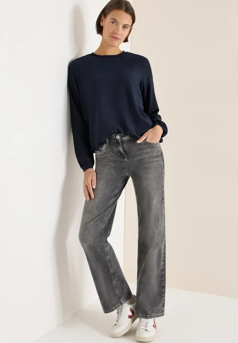 Bluse mit Smock-Ausschnitt universal blue