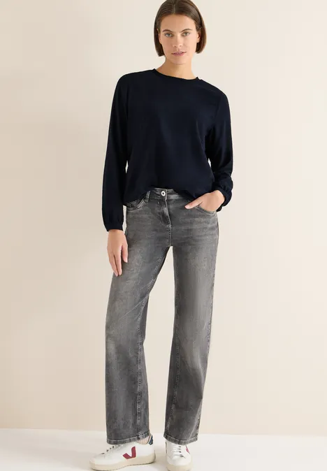 Bluse mit Smock-Ausschnitt universal blue