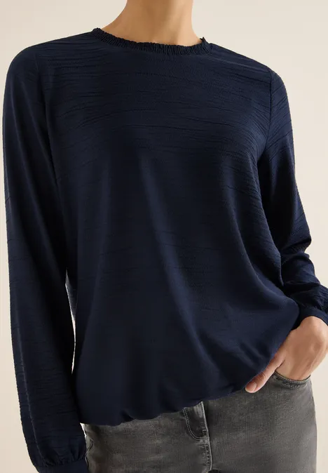 Bluse mit Smock-Ausschnitt universal blue