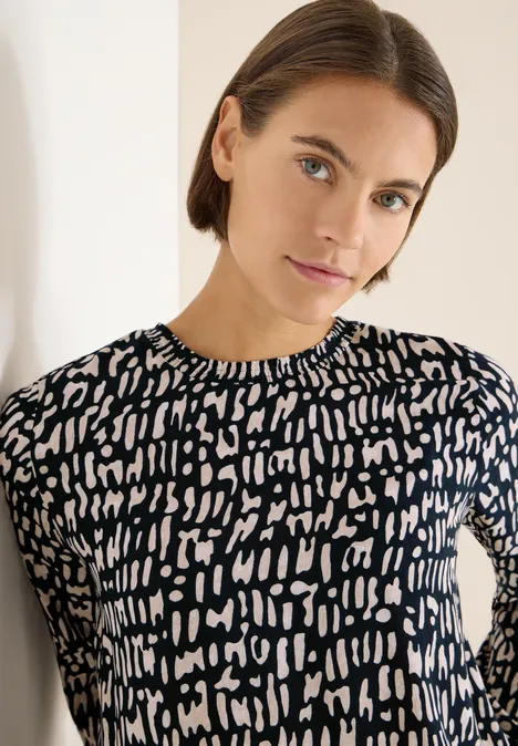 Bluse mit Smock-Ausschnitt universal blue