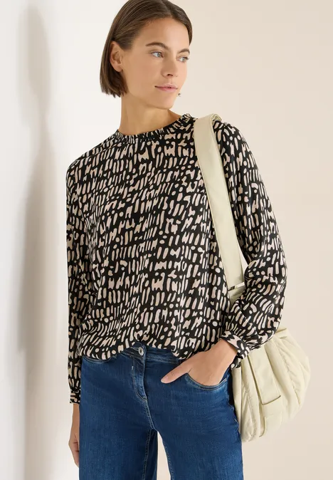 Bluse mit Smock-Ausschnitt raw khaki Bluse mit Smock-Ausschnitt raw khaki