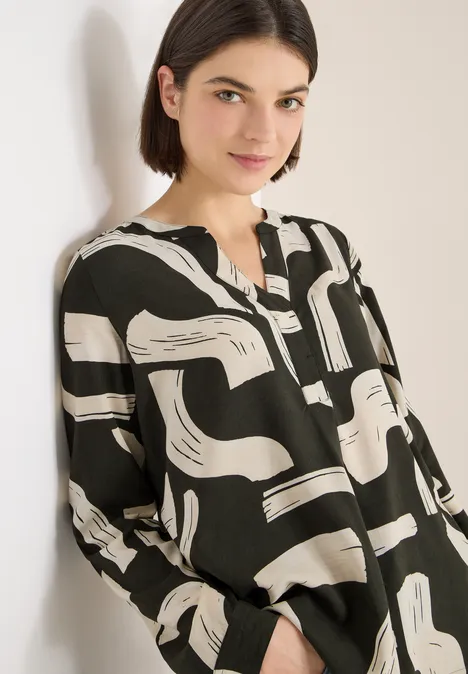 Gedessineerde blouse met gespleten hals null Gedessineerde blouse met gespleten hals null