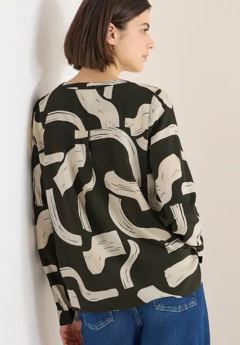 Gedessineerde blouse met gespleten hals null Gedessineerde blouse met gespleten hals null