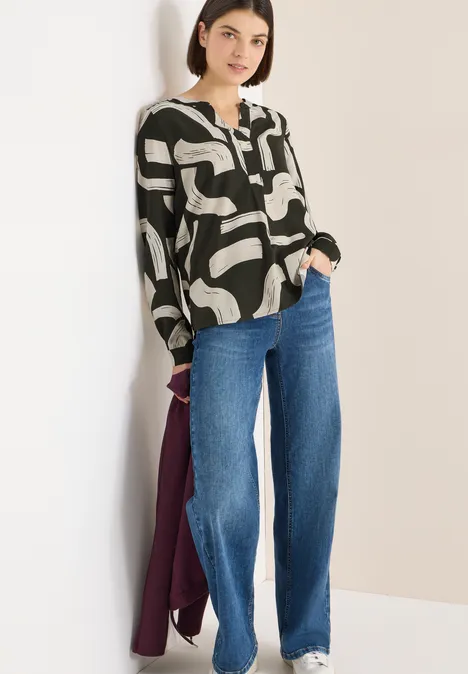 Gedessineerde blouse met gespleten hals null Gedessineerde blouse met gespleten hals null