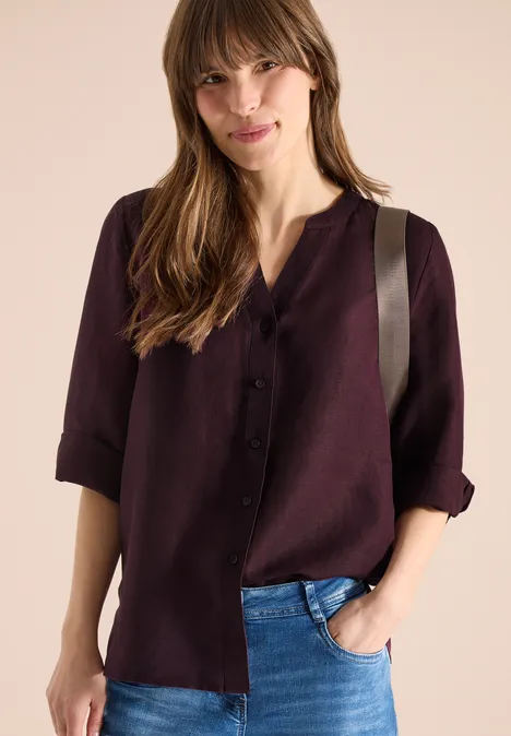 3/4-Arm Bluse aus Leinenmix rich burgundy