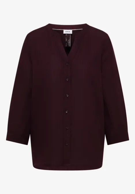 3/4-Arm Bluse aus Leinenmix rich burgundy