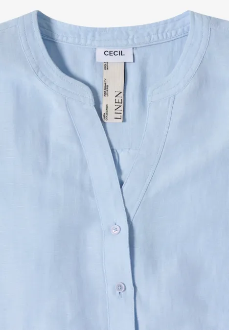 Bluzka koszulowa z lnianym rękawem 3/4 fresh water blue