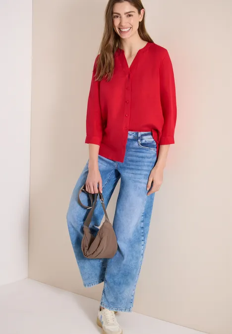 3/4-Arm Bluse aus Leinenmix fresh red