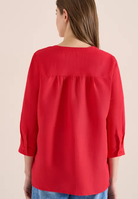 3/4-Arm Bluse aus Leinenmix fresh red