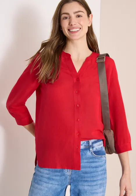 3/4-Arm Bluse aus Leinenmix fresh red