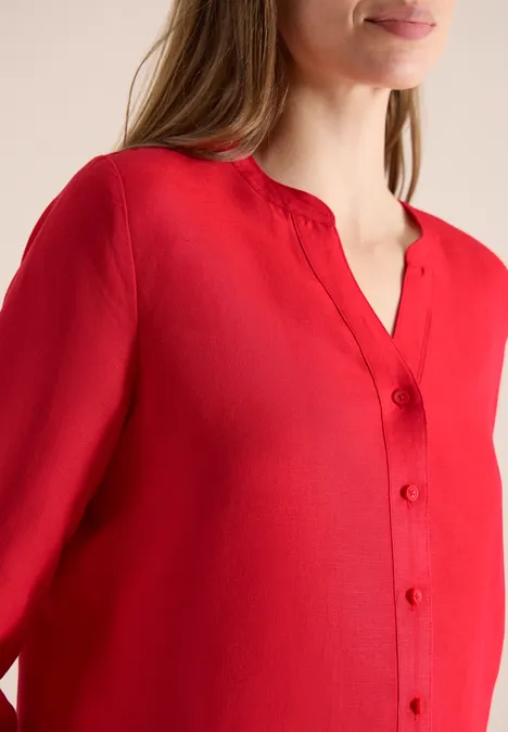 3/4-Arm Bluse aus Leinenmix fresh red