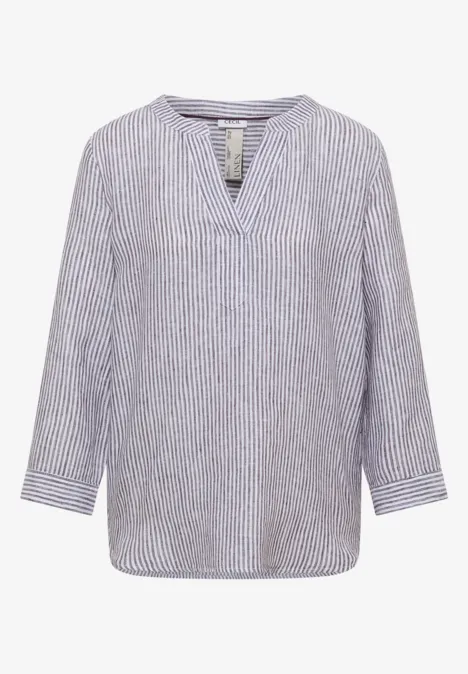 Blouse met 3/4 mouwen en gespleten hals in linnen rich burgundy Blouse met 3/4 mouwen en gespleten hals in linnen rich burgundy