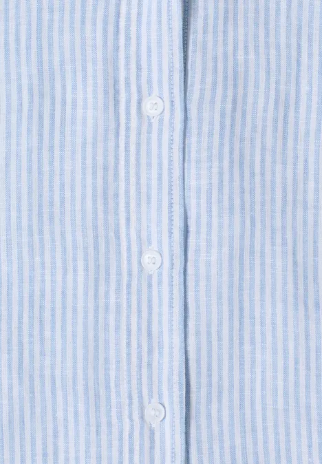 Blouse met korte mouwen van puur linnen blouse blue Blouse met korte mouwen van puur linnen blouse blue