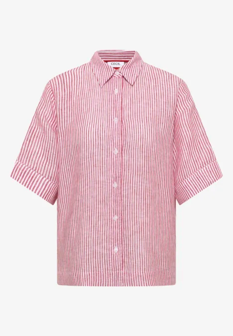 Blouse met korte mouwen van puur linnen fresh red Blouse met korte mouwen van puur linnen fresh red