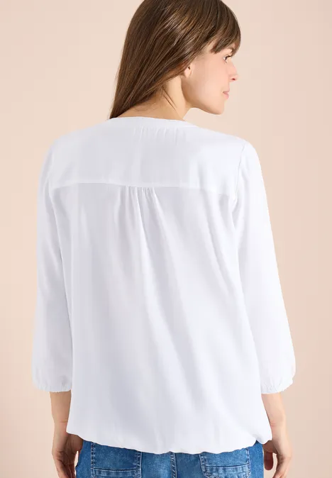 3/4-mouwen blouse met gespleten hals White